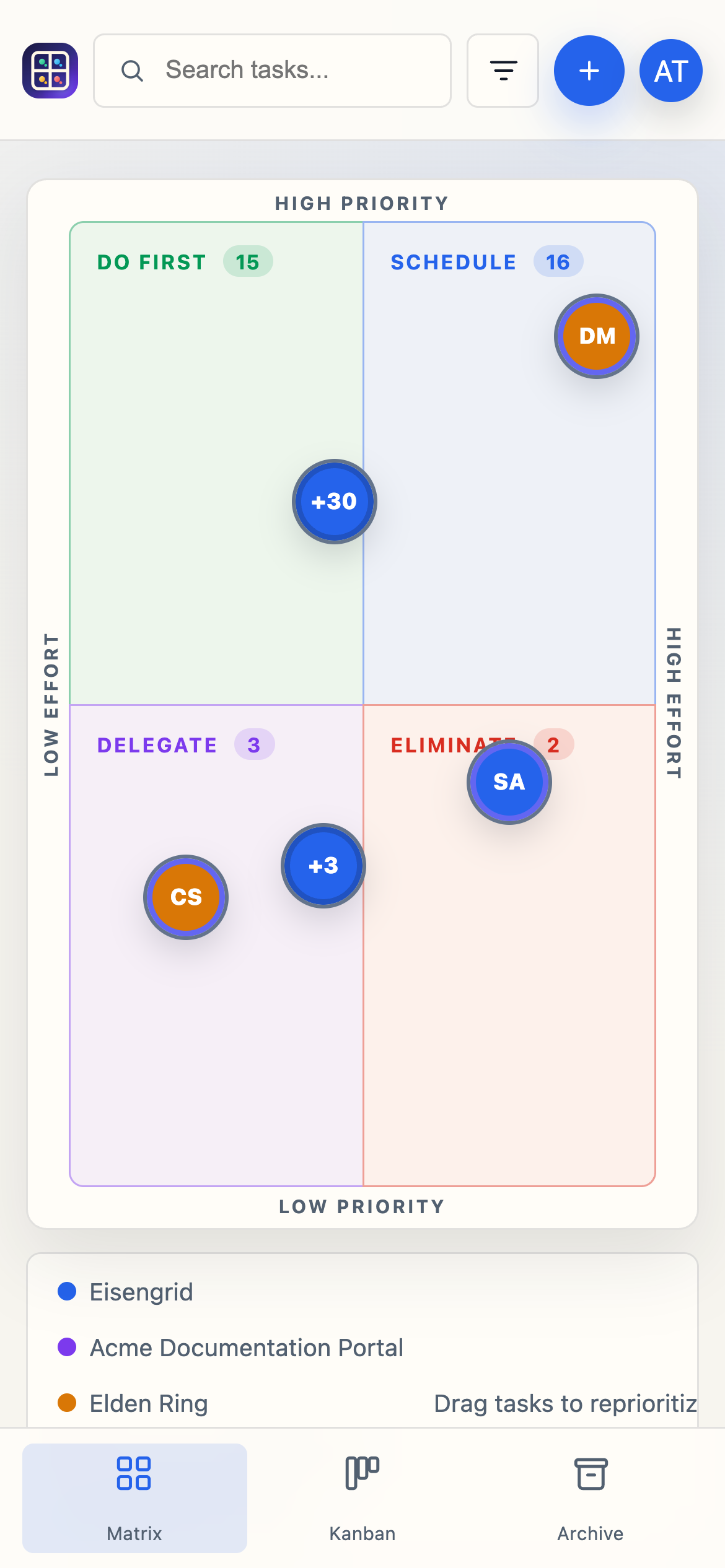 Eisengrid matrix view on a phone